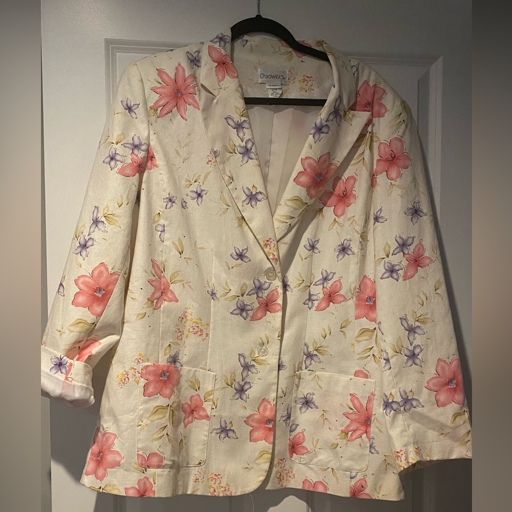 Chadwicks Women's Blazer with Pink and Purple Floral Design